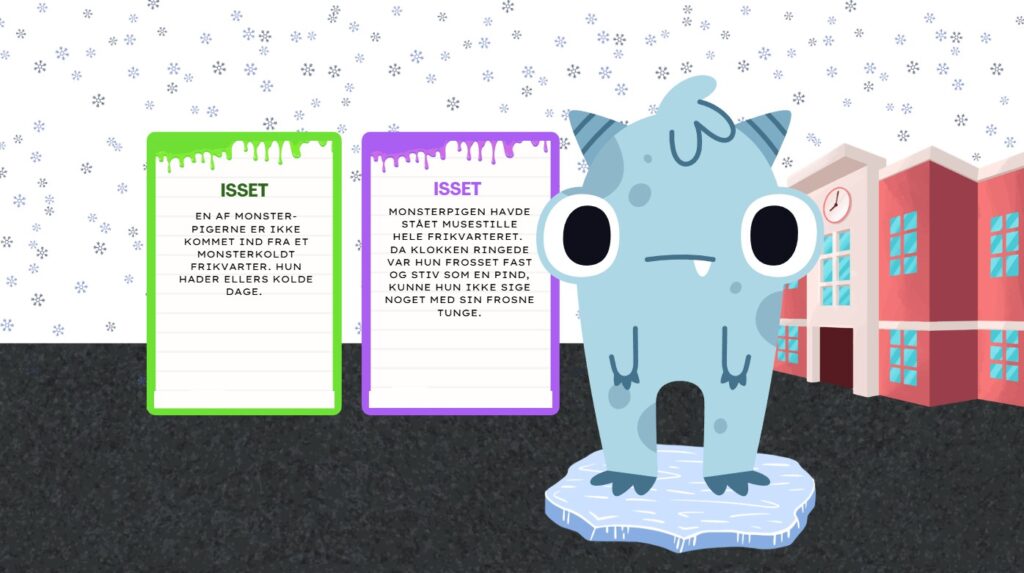 Skole, ismonster, snevejr, kort