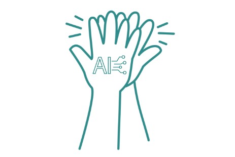 To hænder highfive, mintgrøn, AI-tatoveret på en hånd