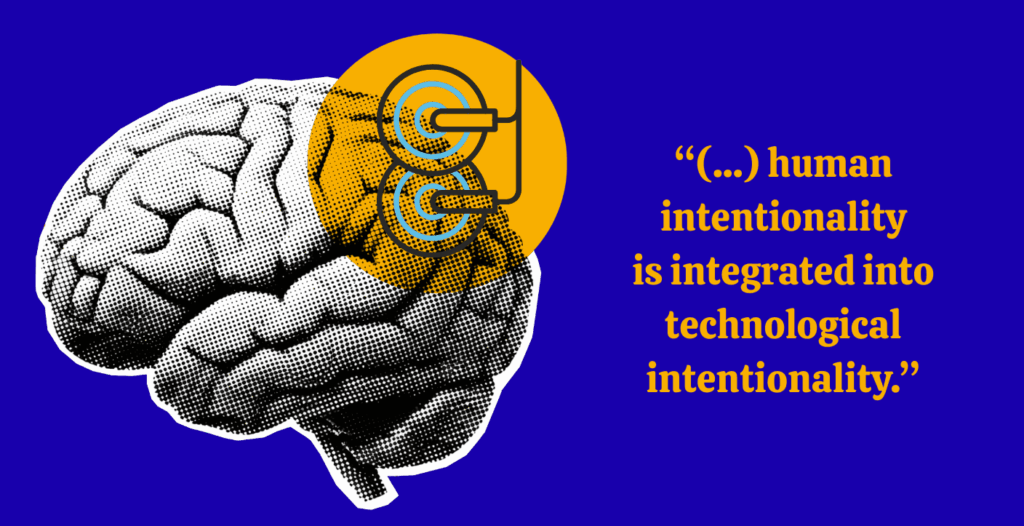 Citat, hjerne, gul farve, blå baggrund